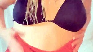 hot blonde dancing in crotchless panties