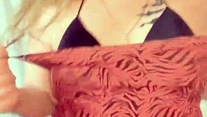 hot blonde dancing in crotchless panties