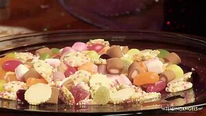 Gorgeous chicks enjoy sucking and cowgirl riding in a hardcore group sex session with shaved pussies.