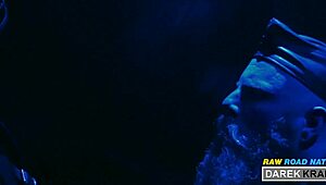 extreme german leather guys in a rough 3-way blowjob session, bareback and all