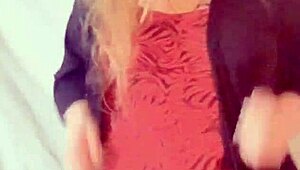 hot blonde dancing in crotchless panties