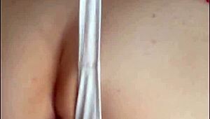 French amateur in 1982 satin lingerie gets doggystyle POV pussy fucking with thong on.
