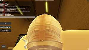 Roblox porn with cute whore bent over for doggystyle. She rides cowgirl on big black cock before missionary banging.