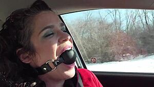 Driving around town while ball gagged, what a thrill
