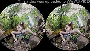 Erotic Brunette Beauty Endza Masturbates To Orgasm With Vibrator In Outdoor Vr