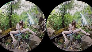 Erotic Brunette Beauty Endza Masturbates To Orgasm With Vibrator In Outdoor Vr