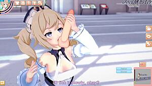 Yo, Barbara from Genshin Impact gets wild fucking at the shopping center!