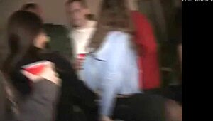 Hot Blonde Coed Enjoys Outdoor Threesome at Party. Freshman Fantasy with Doggy and Cumshots Unfolds