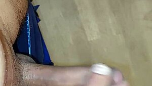 Masturbation session with cum spilling all over hotel floor