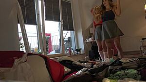 Try On Tiniest Thongs in See-Through Lingerie and Spandex Leggings.