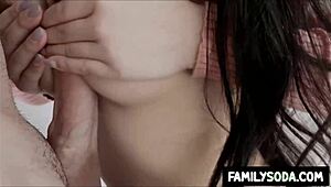 Damn, big tits Asian babe banged hard in wild interracial action! 🔥