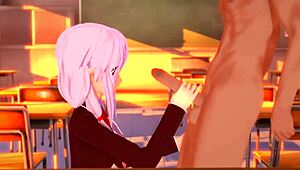 Yo, check tiener 18+ Inori Yuzuriha die creampie krijgt in 3D hentai!