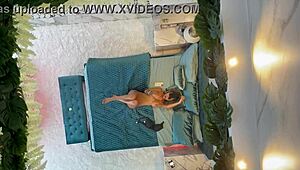 Monika fox poses naked on bed