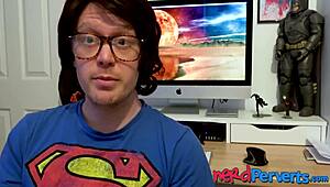 Wow, two lucky nerds get blown by an insatiable UK slut!