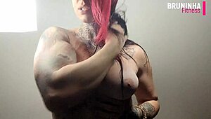 Brazilian fitness babe shows off huge silicone ass and busty chest