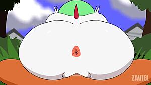 breeding with gardevoir and her monster cock cumshot on tits