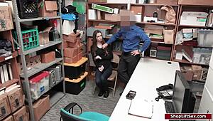 Skinny babe caught and drilled by security officer hard