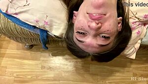 ki-sim fucked hard in the mouth by a huge cock