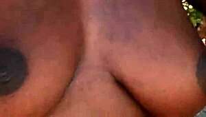Huge Natural Tits Ebony Beauty Shasta Wonder Strips Outdoors