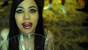 bukkake gangbang with gokkun action for Jasmine Dark.