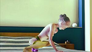 A young teen in stockings indulges in solo masturbation in this 3d anime scene