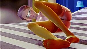 A young teen in stockings indulges in solo masturbation in this 3d anime scene