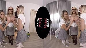 virtual taboo story unfolds as discipline becomes key to wild shaved pussy play