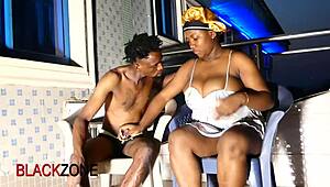 Why Did My Neighbor Leave Her Door Open? Oiled Young Black Amateur Shows Natural Tits Close Up.