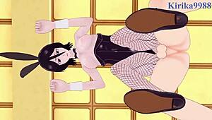 rukia kuchiki and yoruichi shih in bunny girl intense sex - bleach hentai