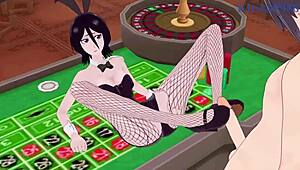 rukia kuchiki and yoruichi shih in bunny girl intense sex - bleach hentai