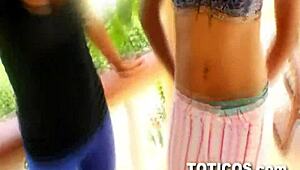 Dominican teen pussy shines in Caribbean beach action 🌴