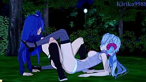 I love chris yukine and tsubasa kazanari's intense lesbian play with maria cadenzavna eve.