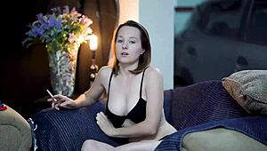 Sexy Brunette Smoking In Black Lingerie!
