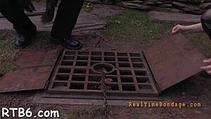 Bound European Couple Sucking and Fucking in Rough Hardcore Bondage Scene