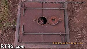 Bound European Couple Sucking and Fucking in Rough Hardcore Bondage Scene