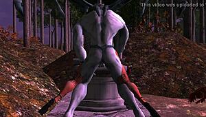 halloween goth monster gets oral cumshot in anime cartoon