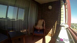 Sara Ray Plays with Herself on Balcony for All Madrid, Oops!