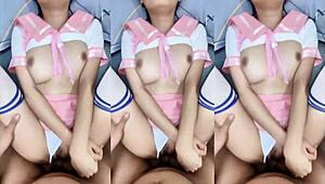 火爆硬核肛交，巨乳中国妹子大奶晃不停