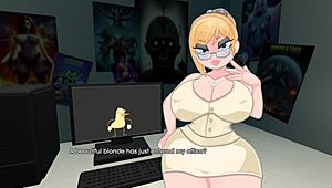 The blonde character screams in this animated story