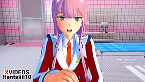 Zero Two Blowjob Hentai Anime with Sucking Sex and Pussy Play Featuring Japanese Amateurs