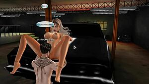 In the IMVU world, a nerd encounters a blonde bimbo in the garage and they engage in intense fucking.