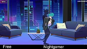 Nightgamer with girlfriend and friend in cute anime hentai