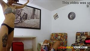 Yo, check this petite 18yo Latina yoga girl getting stretched!