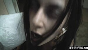 horrorporn unfolds as demons grip a skinny brunette with glasses in brutal fetish play. Clothes torn during hardcore blows.