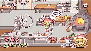 futanari di funghi ep 4, kinky waitress putting cum over pizza