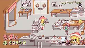 futanari di funghi ep 4, kinky waitress putting cum over pizza