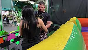 Toro Mecanico Ride Turns Into Naughty Latina Ass Gaping And Public Squirting