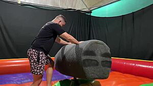 Toro Mecanico Ride Turns Into Naughty Latina Ass Gaping And Public Squirting