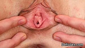 Impressive chick teases soft pussy until she reaches climax.