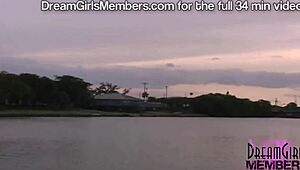 Hot blonde Sydney flashes shaved pussy downtown